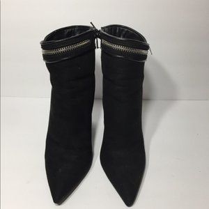 Just Fab Soleil Suede Pointed Toe Ankle  Zipper Booties